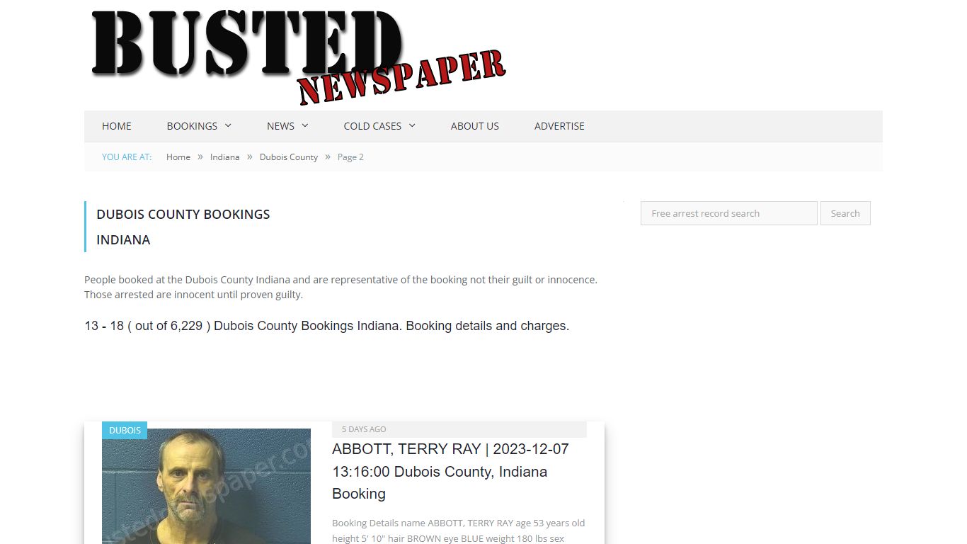 Dubois County, IN Mugshots - page 2 - BUSTEDNEWSPAPER.COM